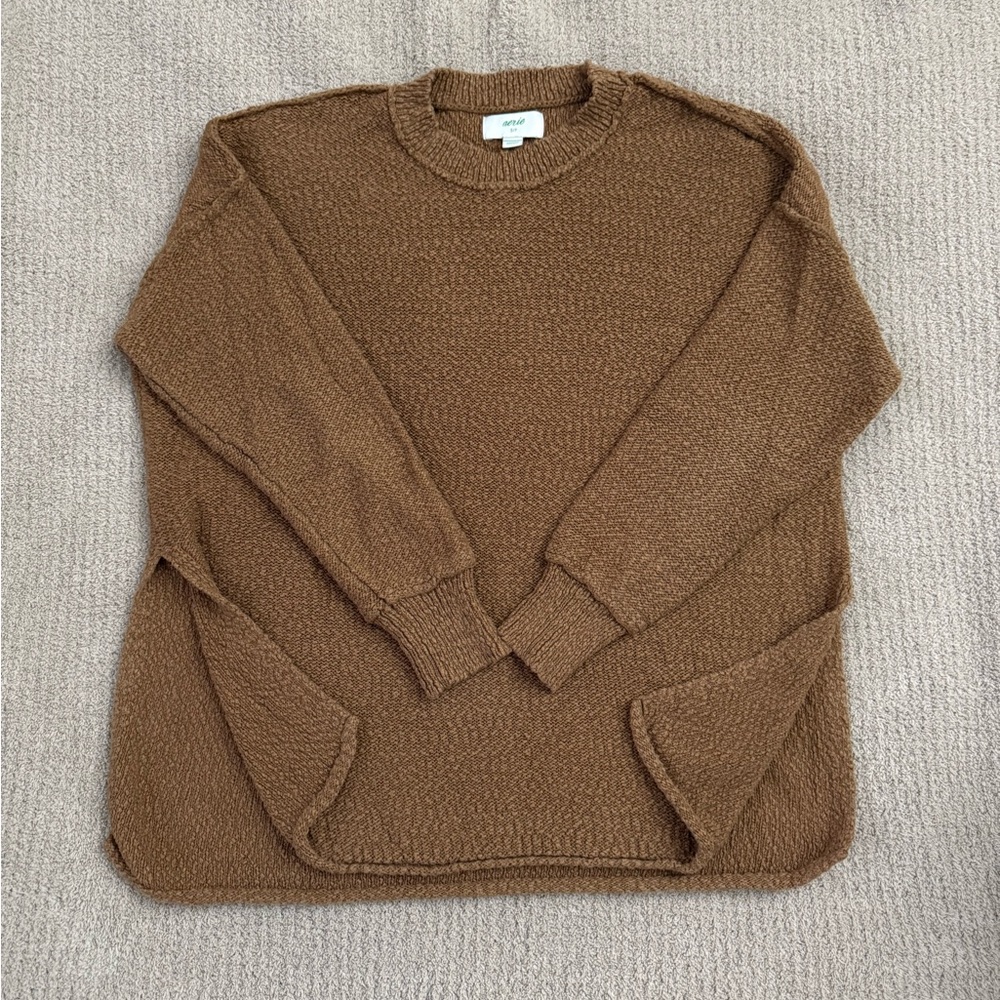 Aerie Women's Crewneck Sweater in Warm Brown S